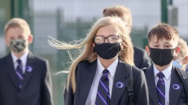 School pupils in face coverings