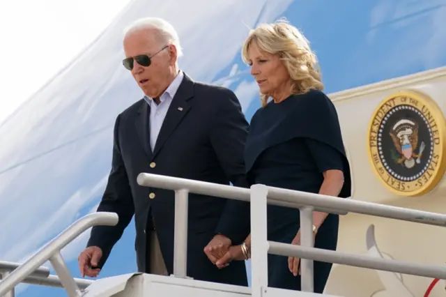 The Bidens land in Miami to see the scene of a collapsed tower block