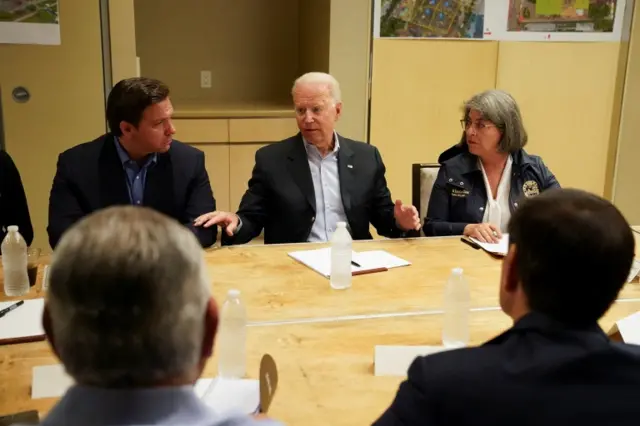 Joe Biden at a command briefing in Florida