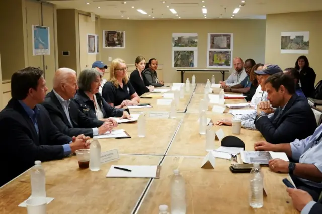 Joe Biden at a command briefing in Surfside