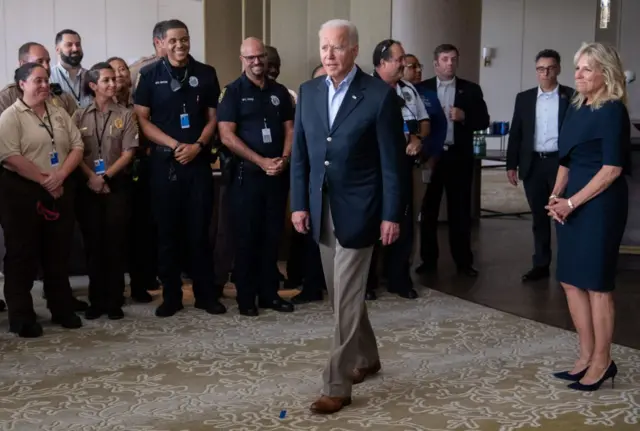 "Be careful," Biden told the rescuers