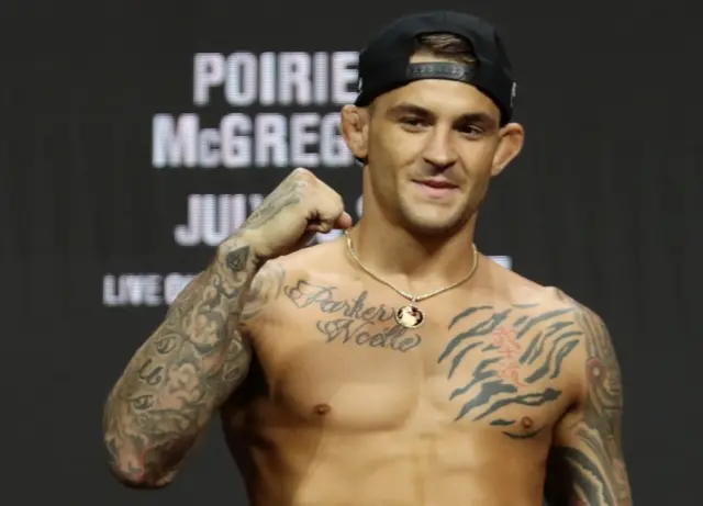 Dustin Poirier at the weigh-in for UFC 264