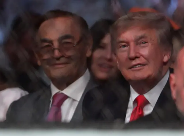 Former US president Donald Trump with Phil Ruffin at UFC 264