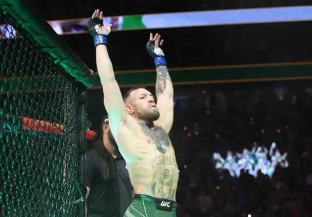 Conor McGregor in the octagon before fighting Dustin Poirier at UFC 264