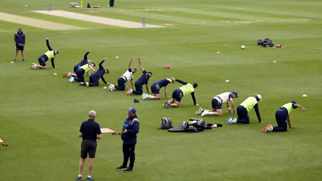 Kent second XI squad are put through their paces after being drafted in to play after the entire first team squad are forced to self isolate due to a first team player contracting Covid.