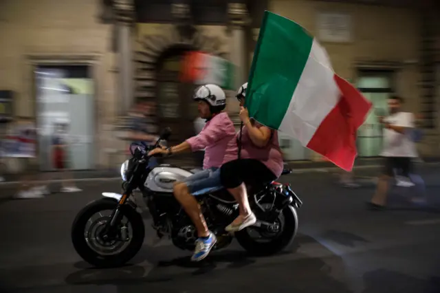 Italian fans celebrate Euro 2020 result in Rome