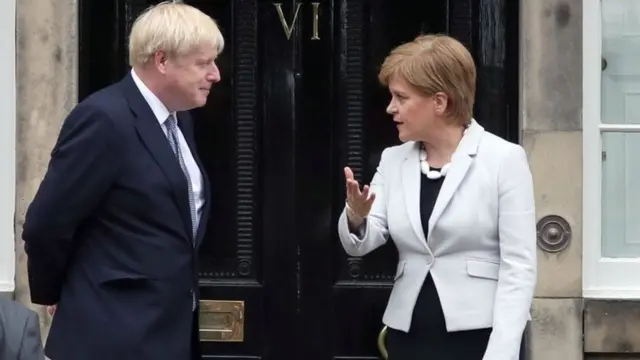 Boris Johnson and Nicola Sturgeon outside Bute House