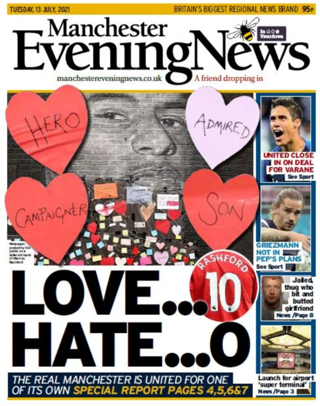 Manchester Evening News front page