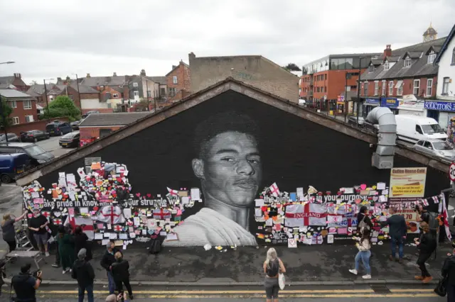 The Marcus Rashford mural being repaired