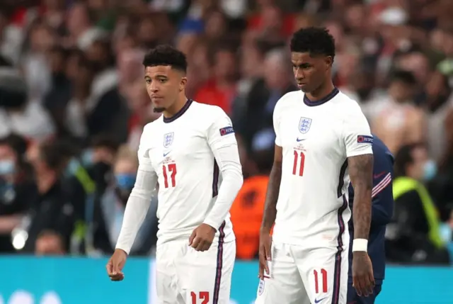 England's Jadon Sancho and Marcus Rashford