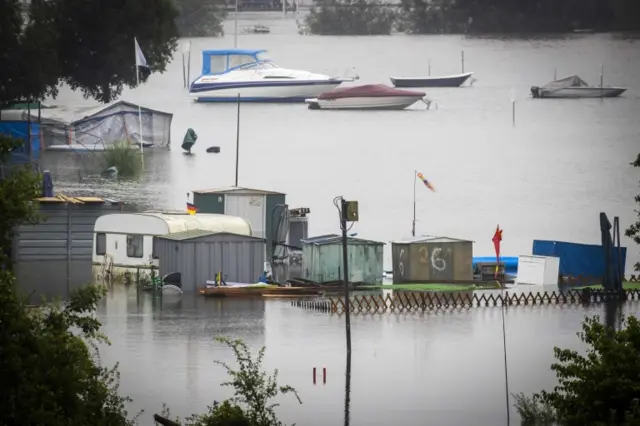 Flooded caravans in the Dutch city of Roermond. Photo: 15 July 2021