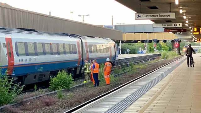 Intercity train on fire in Leicester