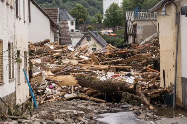 Debris from flooding in Schuld, in western Germany