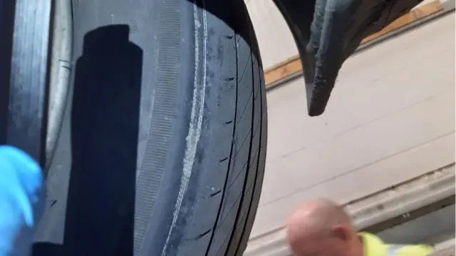 A worn tyre