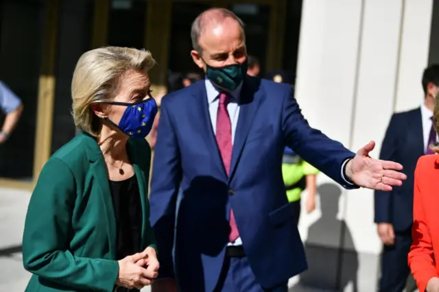 European Commission President Ursula von der Leyen (left) in Dublin. Photo: 16 July 2021