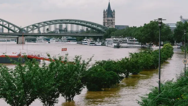 The Rhine river flooded the German city of Cologne on Thursday