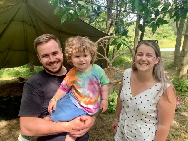 Simon and Katie Bell with son Douglas from Milton Keynes