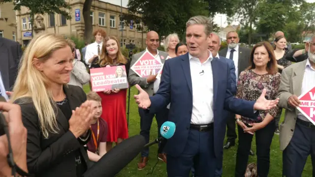 Sir Keir Starmer and Kim Leadbeater in Batley Memorial Park