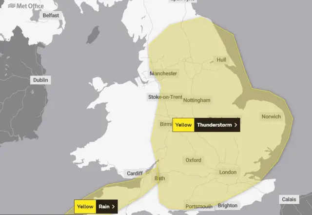 Yellow weather warning in place