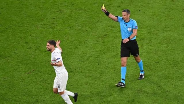 Beradi is shown a yellow card