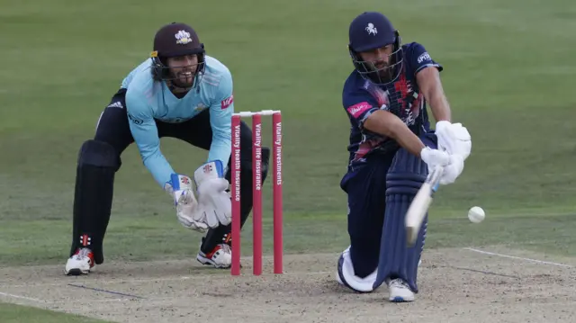 Kent's Jack Leaning batting against Surrrey