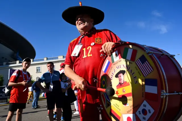 Spanish fan outside the stadium