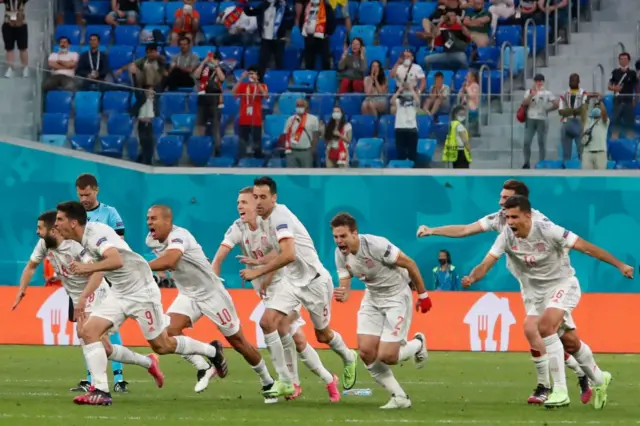 Spain celebrating