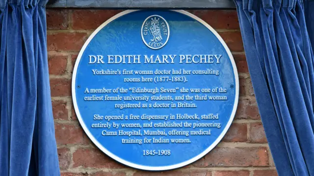 Dr Edith Pechey's blue plaque