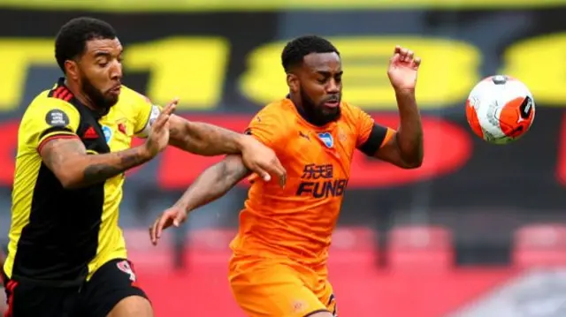 Danny Rose (right) in action against Watford while on loan with Newcastle