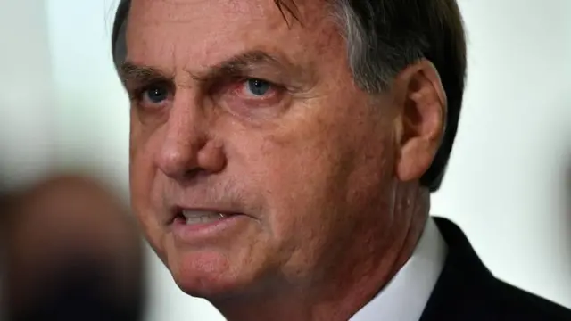 President of Brazil Jair Bolsonaro speaks at the Planalto Palace, on 31 March