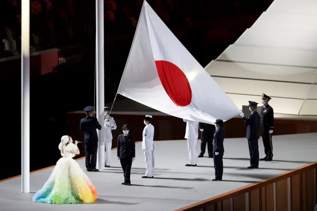 Japan flag arrives