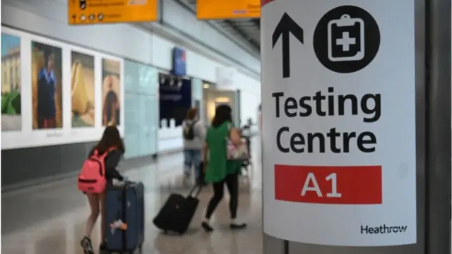 Testing centre sign at airport