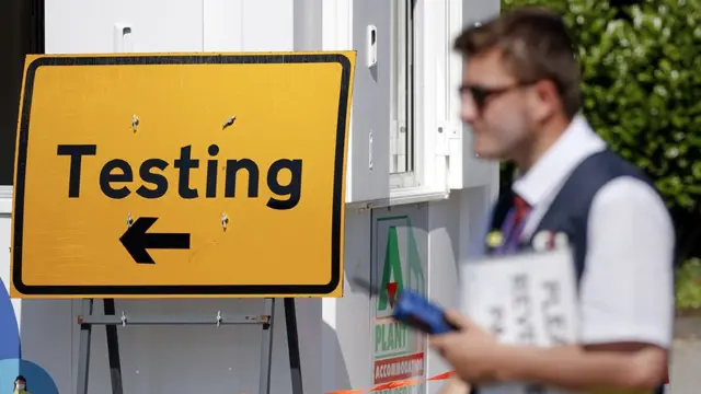 Man walking to a Covid testing site