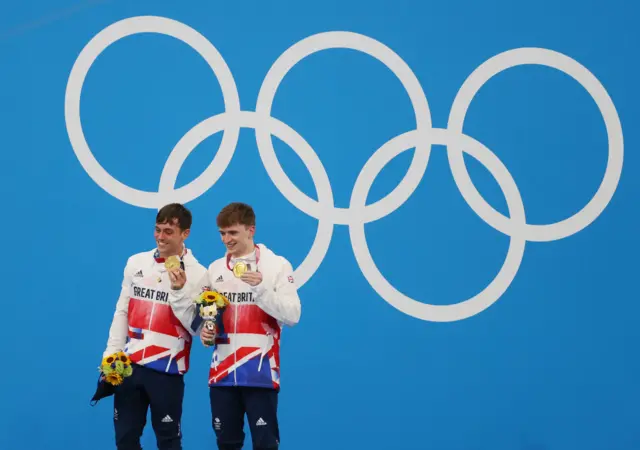 Tom Daley and Matty Lee on podium