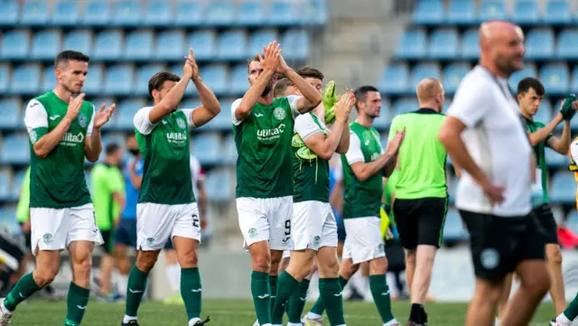 Hibs players at full-time