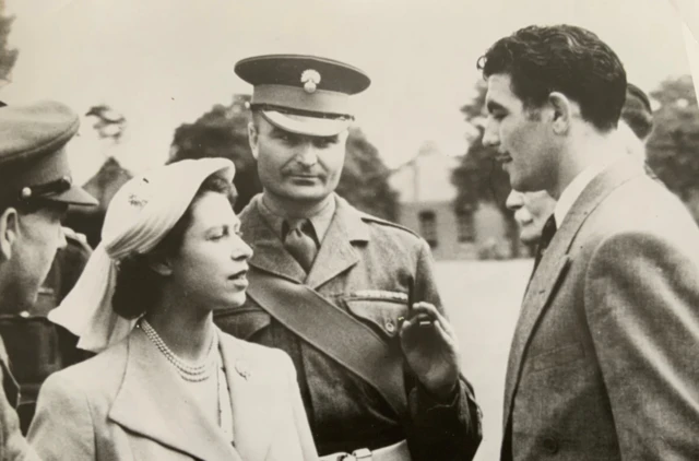 Jack Gardner (right) meeting Princess Elizabeth