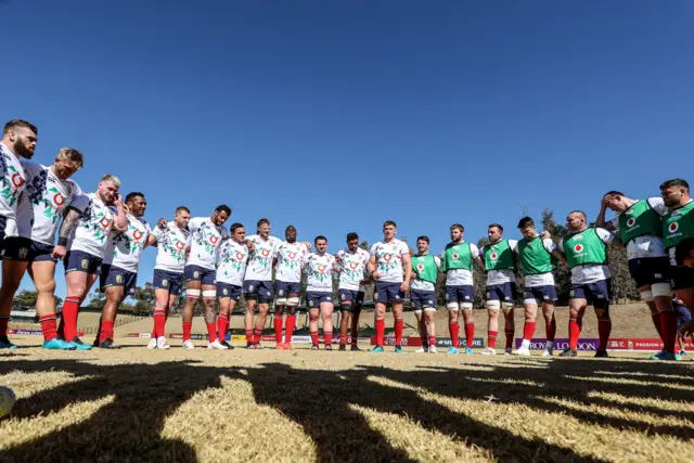 Owen Farrell speaks to the Lions team