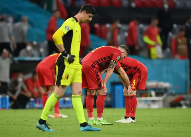 Belgium players looking sad at full time