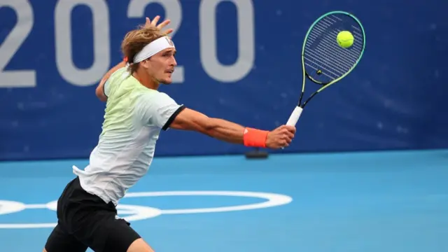 Alexander Zverev playing Novak Djokovic in the Tokyo Olympic semi-finals