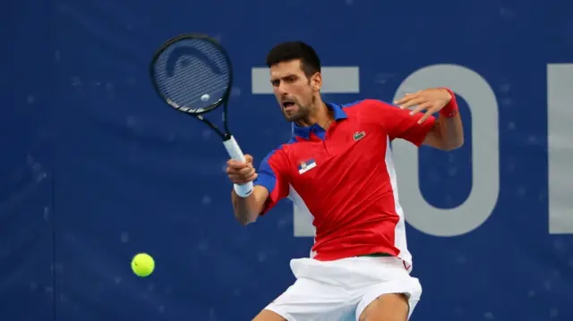 Novak Djokovic playing Alexander Zverev in the Tokyo 2020 semi-finals