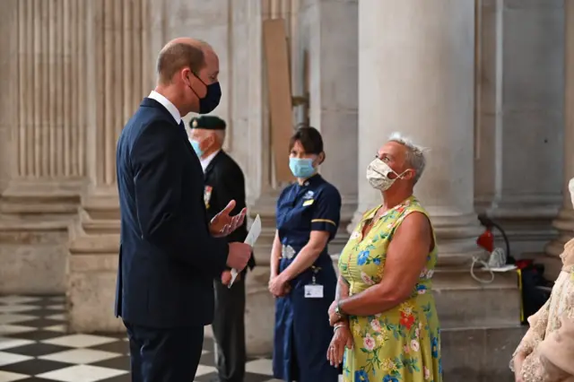 Diane Caunt, a specialist domestic at Sherwood Forest Hospitals, meets HRH Prince William