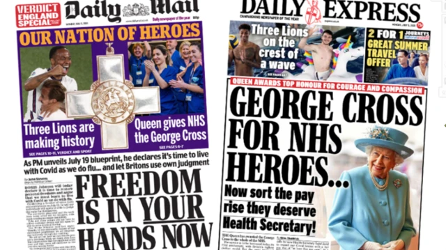 Daily Mail and Express front pages