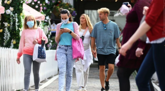 People walking down a street