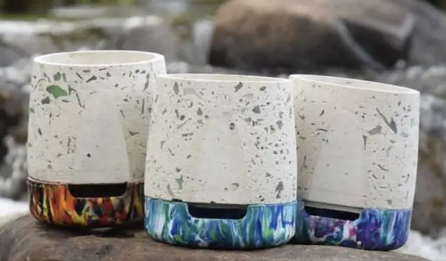 Plant pots made from recycled plastics