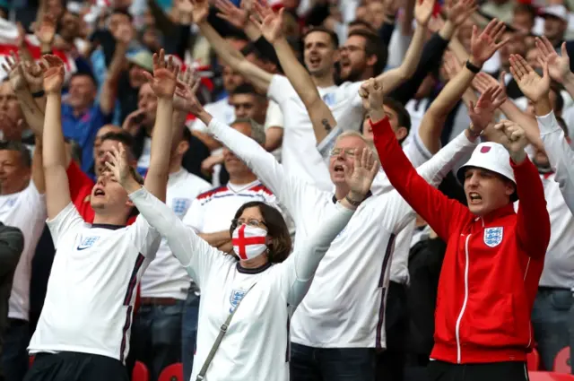 England fans chant during the team's win over Germany at Wembley