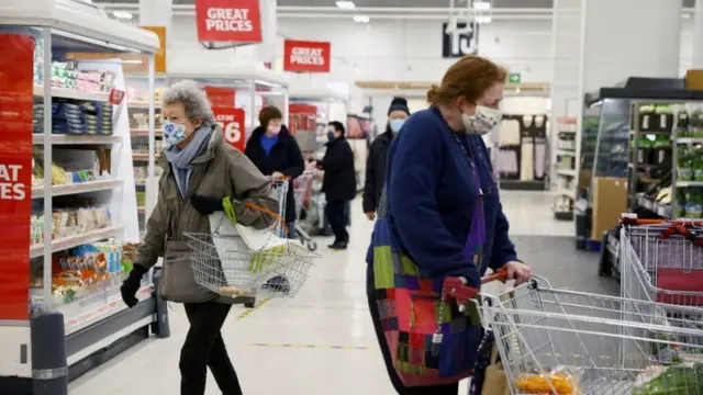 Shoppers in a supermarket