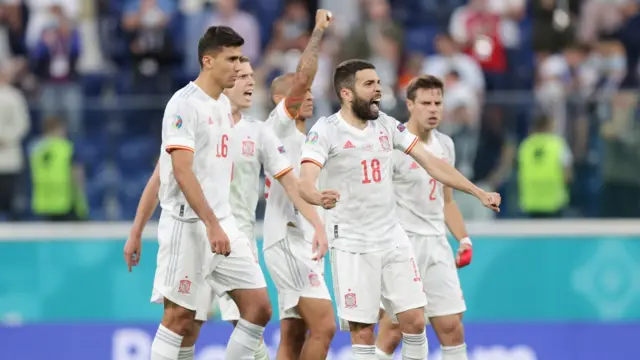 Spain players celebrate