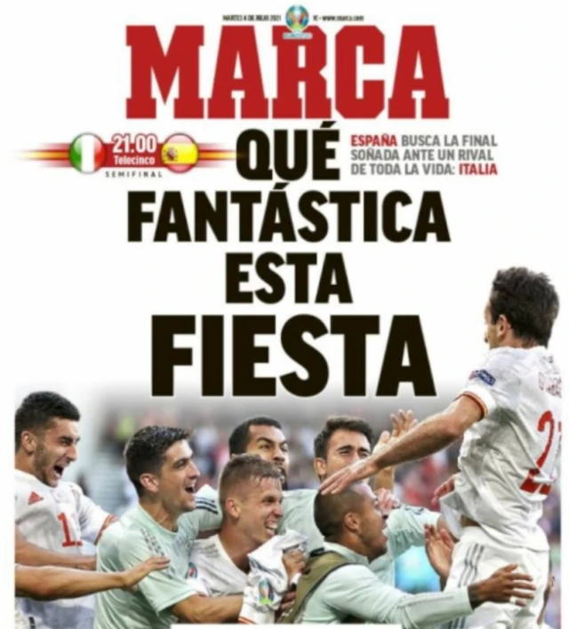 Front page of Marca on 6 July 2021