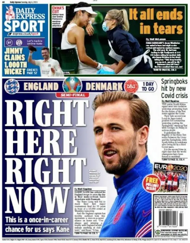 Back page of the Daily Express on 6 July 2021