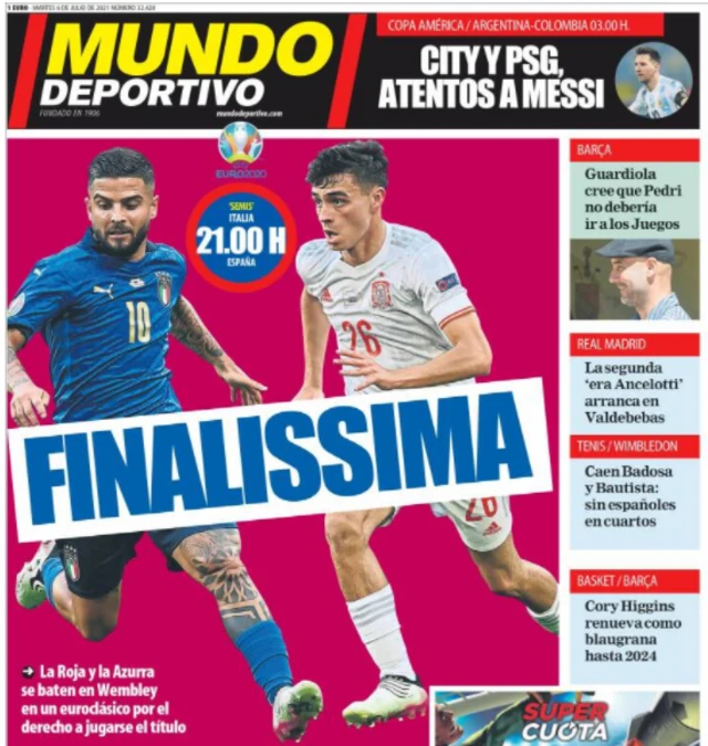 Front page of Mundo Deportivo on 6 July 2021